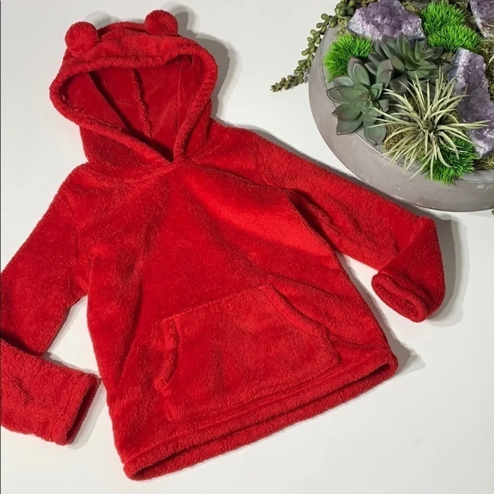 Carter’s Fleece Teddy Bear Red Hooded Sweatshirt boy 4T